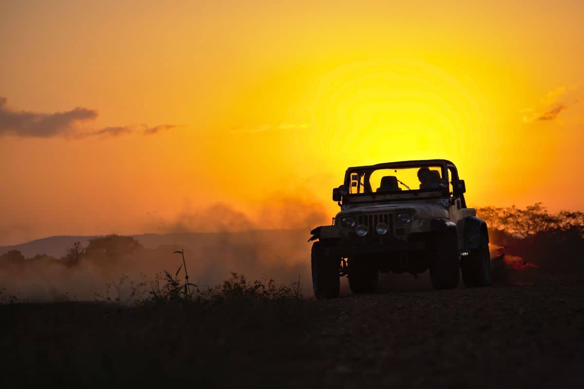 Jeep in the sunset.