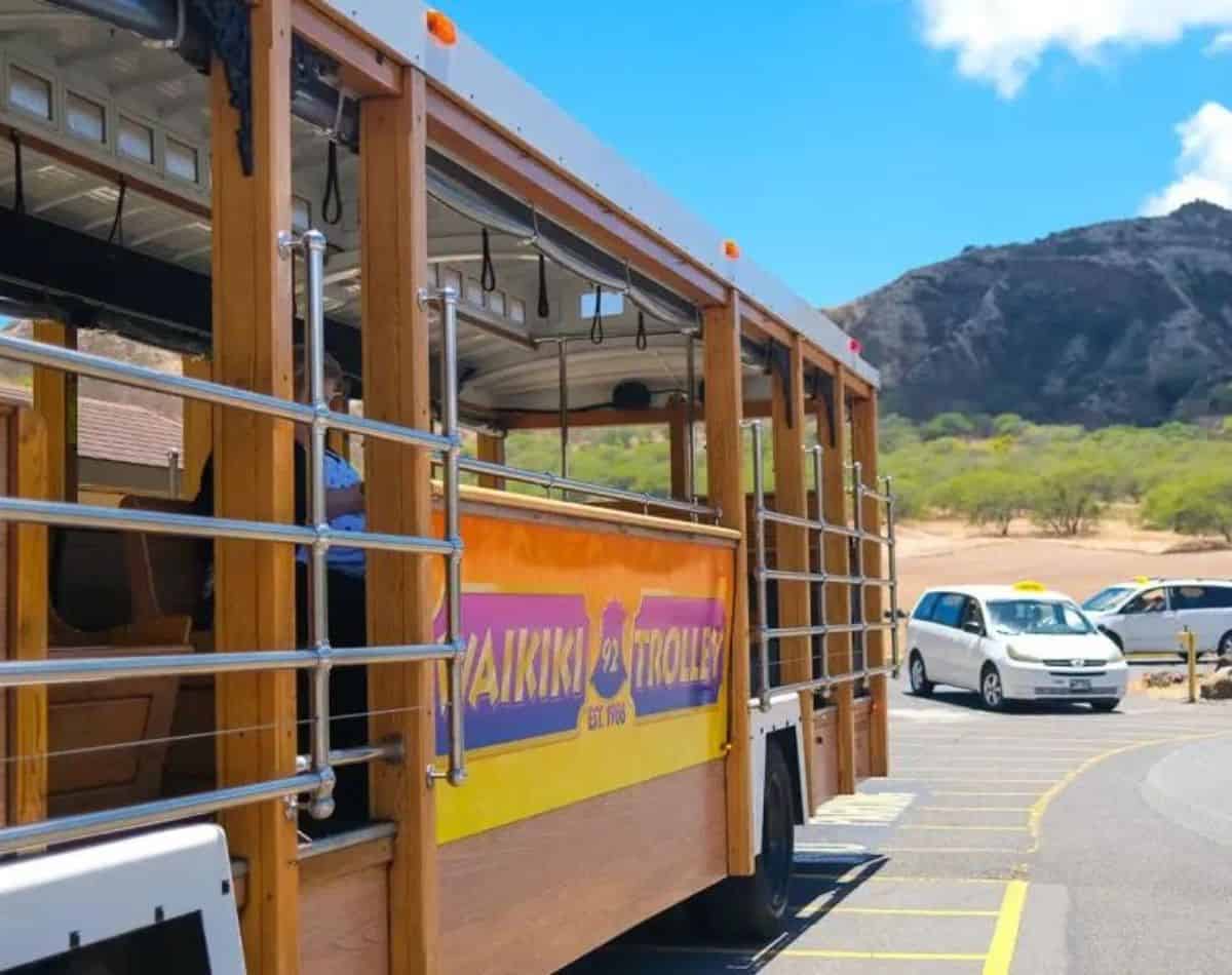 Colorful Waikiki Trolley Bus.
