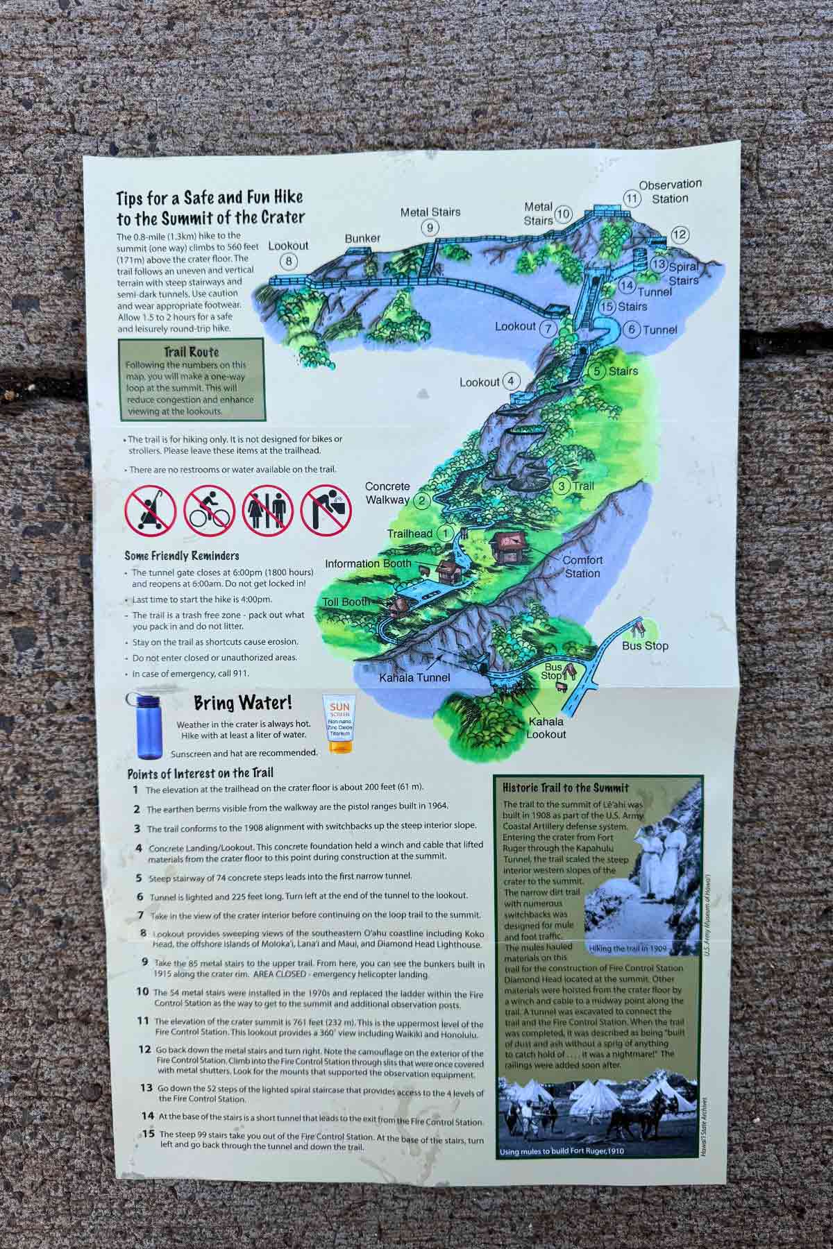 visitor map diamond head.