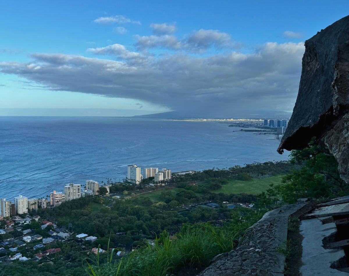 Gorgeous ocean views from the top of Diamond Head.