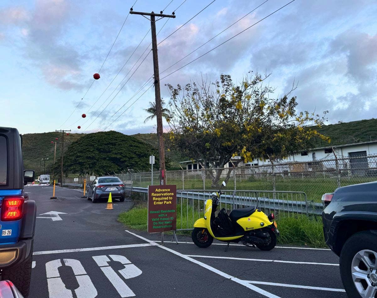 Parking lot at the Diamond Head Crater Oahu Hawaii.